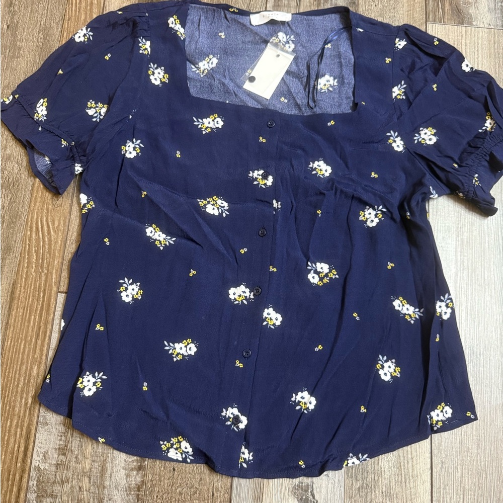 Elodie Navy Floral Blouse